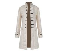 Cappotto da uomo Steampunk vittoriano monopetto vintage soprabito gotico frac formale lungo cappotto Cosplay costumi, Bianco, L