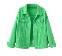 Cappotto di jeans da donna in tinta unita alla moda a maniche lunghe monopetto sciolto giacca di jeans, EN8, S