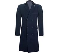 Cappotto Di Lana A Doppiopetto Blu Navy 3/4 Per Uomo Peaky Blinders