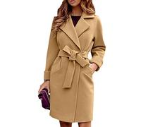 Cappotto di Lana con Risvolto Sottile con Cintura Moda Autunno E Inverno