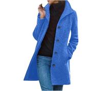 Cappotto di lana da donna di media lunghezza - Cappotti invernali da donna Cappotti invernali caldo Trench Coat Stand Collar Giacche monopetto con tasche Tinta unita Giacca antivento Trench Cappotto