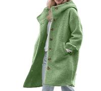 Cappotto di lana da donna lungo con bottoni, cappotto invernale foderato in peluche, tinta unita, antivento, giacca termica alla moda, per il tempo libero, classico trench, Gn1, L