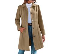 Cappotto di Lana da Donna Soprabito Classico Invernale da Donna Con Tasche Monopetto Cappotto Donna Invernale Media Lunghezza Caldo Cappotto in Misto Lana Elegante Giacche Larghe Cappotti Casual
