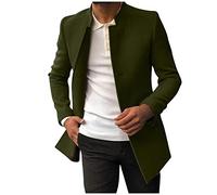 Cappotto di lana da uomo, casual, slim fit, lungo, con colletto a taccha, trench monopetto, invernale, caldo, con tasche, alla moda, autunno, giacca corta, adatto per lavoro, tempo libero, S-XXL,