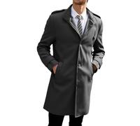Cappotto di lana da uomo, lungo, leggero, trench con bottoni, cappotto invernale, antivento, per attività all'aria aperta, tinta unita, classico, per il tempo libero, slim fit, giacca a vento alla