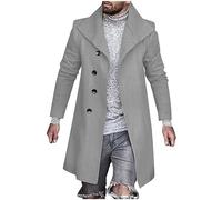 Cappotto di lana da uomo lungo tinta unita cappotto invernale sottile business trench bottoni risvolto giacca a vento casual medio cappotto spesso caldo giacca a vento confortevole cappotto casual
