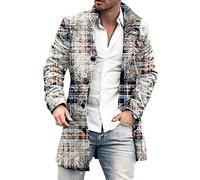 Cappotto di Lana Stampato per Uomini Autunno e Inverno Colla per la Moda in Piedi a metà Lunghezza di Lana Casual