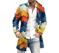 Cappotto di Lana Stampato per Uomini Autunno e Inverno Colla per la Moda in Piedi a metà Lunghezza di Lana Casual