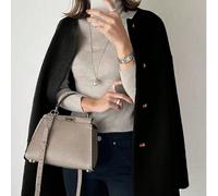 Cappotto di media lunghezza taglie forti, chiusura con bottoni anteriori, collo tondo, maniche lunghe, cappotto in lana tinta unita, best seller autunno/inverno 0XL,1XL,2XL,3XL,4XL,5XLColore unicoTess