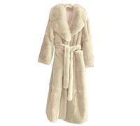 Cappotto di Pelliccia da Donna Autunno Inverno Cappotto con Risvolto Allentato Cappotto Spesso Caldo Plus Size Cappotto da Orsacchiotto di Peluche Femminile,Apricot,S