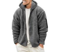 Cappotto di pelliccia da uomo, giacca in pile Sherpa con cappuccio, manica lunga, cerniera completa, giacca invernale calda e casual, cappotti 2025