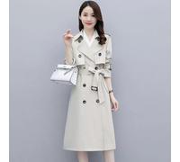 Cappotto Donna Beige Antivento Stile Britannico Con Cintura Elegante CF61750