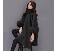 Cappotto Donna Giacca Lunga Nero Mantella Elegante Slim Bottone Lungo 45699