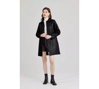 Cappotto Donna Giacca Trench Nero Pelle Sintetica Elegante Slim 84846