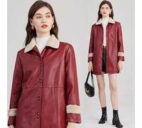 Cappotto Donna Giacca Trench Rosso Pelle Sintetica Elegante Slim 84847