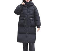 Cappotto Donna Invernale Elegante Giacca Donna Women S Over The Knee Coat with Large Long Sleeve Solid Color Mid Length Zipper Padded Coat Cappottino Invernale Le Camelie Invernali Black L