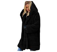 Cappotto Donna Invernale Imbottito Pelliccia Ecologica Giacca Lunga Pelliccia Sintetica Donna Antivento Cardigan con Cappuccio Caldo A Manica Lunga Taglie Forti Capispalla Giubbotto Giacche Giubbino