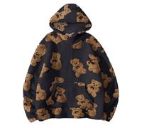 Cappotto Donna Invernale Nuovo Offerte Felpa Invernale in Peluche Giacca Sherpa Teddy Felpa con Cappuccio con Simpatica Stampa di Orsetti e Tasca a Marsupio Felpa Sportiva da Casa Calda Confortevole