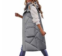 Cappotto Donna Inverno Caldo Mi Lungo, Piumino Senza Maniche Donna Con Cappuccio, Cappotti Imbottiti Spessi Giacca 2025 Nuovo Chic ed Elegante Felpa Casual Con Tasca Piumino Tinta Unita Giacca, grigio