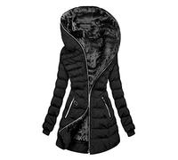 Cappotto Donna Lana Invernale Tinta Unita con Tasche con Zip Completa Piumino Donna Pesante con Cappuccio Caldo Elegante Piumino Donna Colletto Alto Media Lugghezza Parka Giacca Slim Fit Bianco Casual