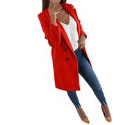 Cappotto Donna Morbido Con Tasche Aperte Elegante Cardigan Lungo Casual Per Le Donne Moderne, Colore: rosso, M