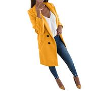 Cappotto Donna Morbido Con Tasche Aperte Elegante Cardigan Lungo Casual Per Le Donne Moderne, giallo., XXL