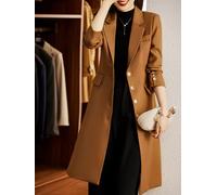 Cappotto Donna Trench Giacca Lungo Beige Slim Fit Con Bottoni Oro Elegante 38842