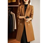 Cappotto Donna Trench Giacca Lungo Marrone Slim Fit Con Bottoni Elegante 39110