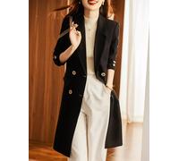 Cappotto Donna Trench Giacca Lungo Nero Slim Fit Con Bottoni Elegante 39110