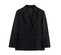 Cappotto dritto doppiopetto largo da donna, Nero , L