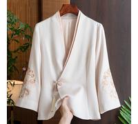 Cappotto Etnico Ricamato Da Donna Outwear Kimono Top A V Frog Button Retro