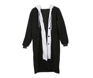 Cappotto Femminile A Maniche Lunghe Con Bottoni E Due Tasche | Tocco morbido in poliestere, caldo e accogliente, taglia lunga, facile da strappare sopra i jeans, pronto per viaggi e