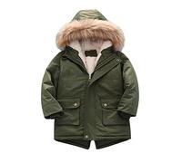 - Cappotto, giacca foderata Pu-ffer, cappotti invernali spessi con cappuccio, impermeabile Par-ka capispalla, verde, 3-4 Jahre