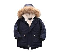 - Cappotto, giacca foderata Pu-ffer, cappotti invernali spessi con cappuccio, impermeabile Par-ka capispalla, Blu marino, 4-5 Jahre