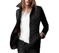 Cappotto Giacca Top Donna Risvolto Autunno E Inverno Classico Plaid Cappotto Monopetto Abbigliamento Cotone Maniche Piene, nero, XX-Large
