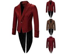 Cappotto Gotico da Uomo Giacca Steampunk Costume Medievale Uniforme Vintage Coat Halloween Giacca Vittoriano Abbigliamento Vestibilità Slim Abito Maniche Lunghe Tailcoat per Cosplay Carnevale