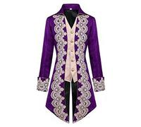 Cappotto gotico da uomo, Steampunk Frack, lungo, classico, rosso, ricamato, medievale, da passeggio, da cortile vittoriano, costume da vampiro, costume da vampiro, costume da Halloween