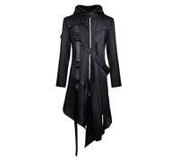 Cappotto gotico da uomo Steampunk Giacca medievale Frock Coat Vintage Tailcoat Gothic Frock Rock Media Lunghezza Punk Cappotto da uomo Smoking Giacca, X01#nero, L