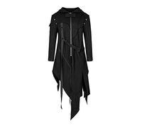 Cappotto gotico da uomo Steampunk Giacca medievale Frock Coat Vintage Tailcoat Gothic Frock Rock Media Lunghezza Punk Cappotto da uomo Smoking Giacca, X02#nero, XL