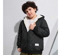 Cappotto imbottito con cappuccio in pile per ragazzi tra bambini e adolescenti, taglia extralarge, per l'autunno/inverno 8P,10P,9P,11P,12PLettereTessuto intrecciato