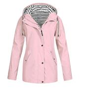 Cappotto impermeabile da donna giacca impermeabile leggera da donna giacca antipioggia con cappuccio full zip up giacche con tasche foderate a righe cappotti per passeggiate escursionismo giacche da