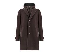 Cappotto in lana 150's con inserti in suede, Uomo, Caffè, Taglia: L