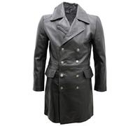 Cappotto In Pelle Nero Lungo Da Uomo Della Marina Tedesca