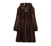 Cappotto in pelliccia di visone invernale lungo nero marrone pelliccia sintetica cappotto donna con cappuccio manica lunga elegante spesso caldo soffice cappotto, Marrone, XX-Large