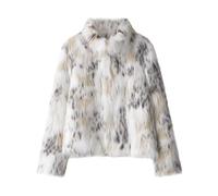 Cappotto in Pelliccia Sintetica Donna con Stampa Leopardata Giacca in Pelliccia Ecologica con Risvolto Aperto sul Davanti Elegante Moda Soffice Giacca a Pelo Lungo Invernale Caldo Cappotto Peloso F M