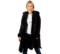 Cappotto In Pelliccia Toscana Nera In Shearling Per Donna 3/4 Lussuoso