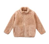 Cappotto invernale a maniche lunghe per bambini, a tinta unita, con cerniera, spesso e caldo, cappotto invernale per bambini (cachi, 7-8 anni)