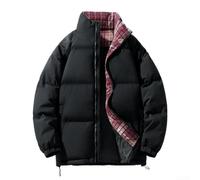 Cappotto invernale da donna con colletto alla coreana ispessito, corto, in cotone, stampa alla moda, casual, da indossare tutti i giorni (M, nero)