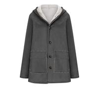 Cappotto invernale da donna foderato in pile, giacca da donna, lungo, oversize, con cappuccio, vestibilità normale, trench, antivento, per il tempo libero, giacca in pile lunga, in cotone, termometro