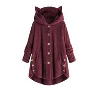 Cappotto invernale da donna, giacche e cappotti in pile da donna - Giacca a pelo lungo con cappuccio per orecchie di gatto | Capispalla oversize a maniche lunghe, felpa con cappuccio in pile per ester